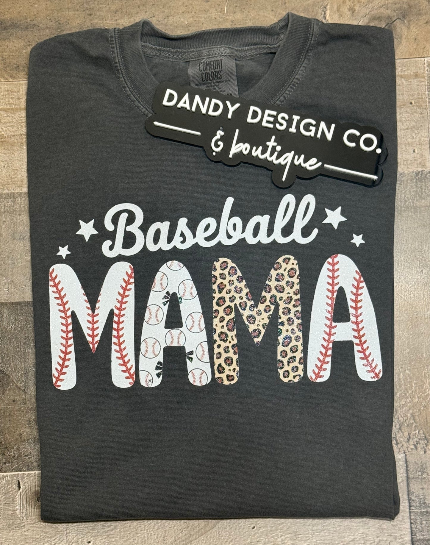 RTS - Baseball Mama Glitter Comfort Colors Short Sleeve