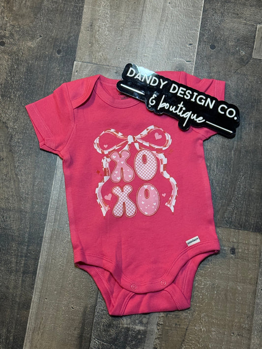 0-3M XOXO Pink Checkered Bodysuit