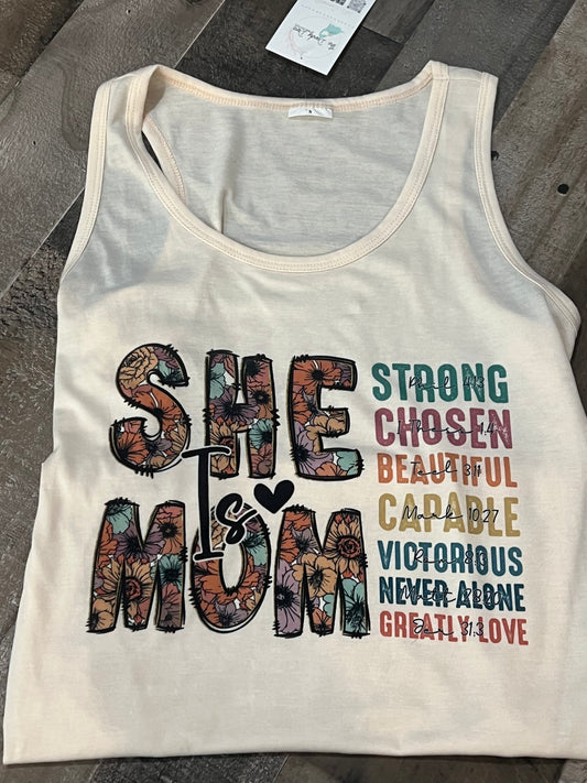 She Is Mom Cream Tank