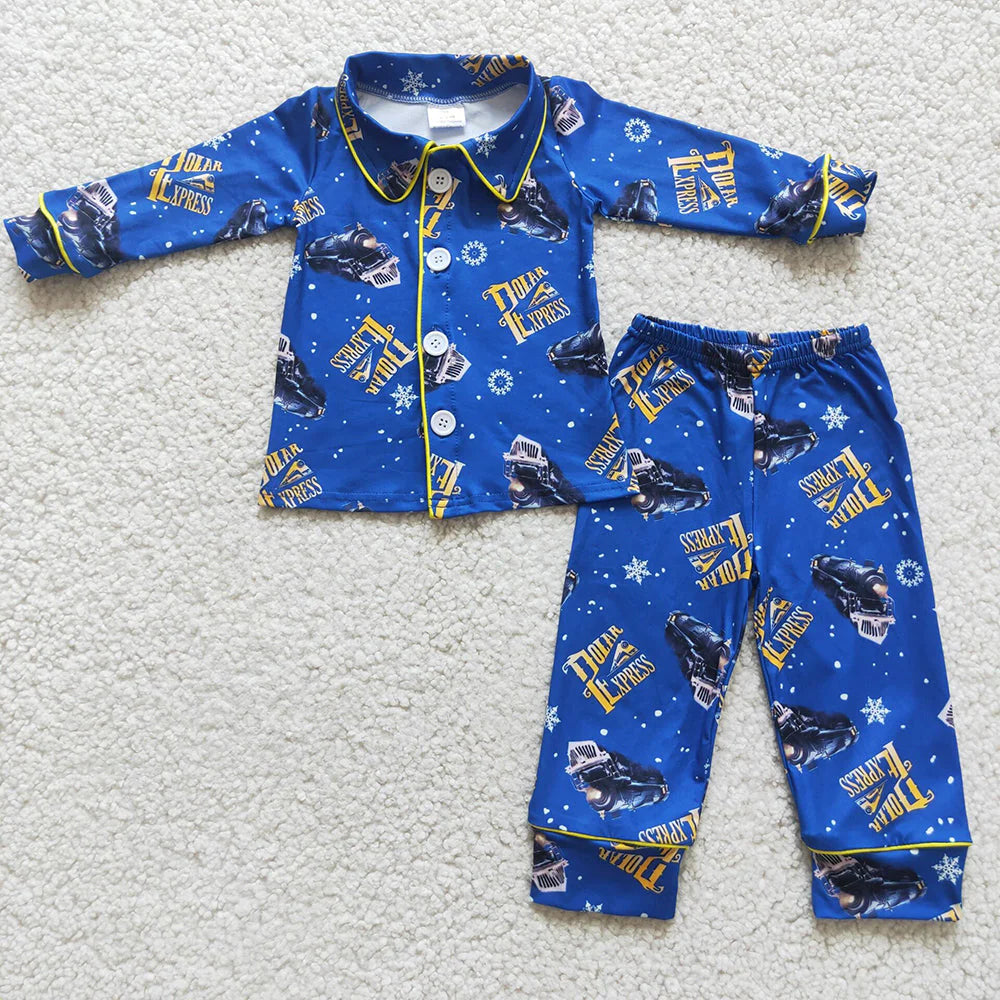 Sibling Christmas Train Pajama Set