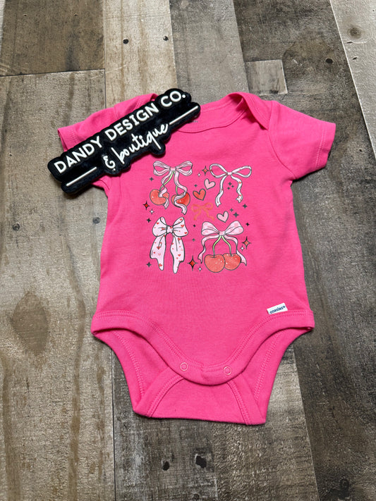 0-3M Cherry Bow Bodysuit