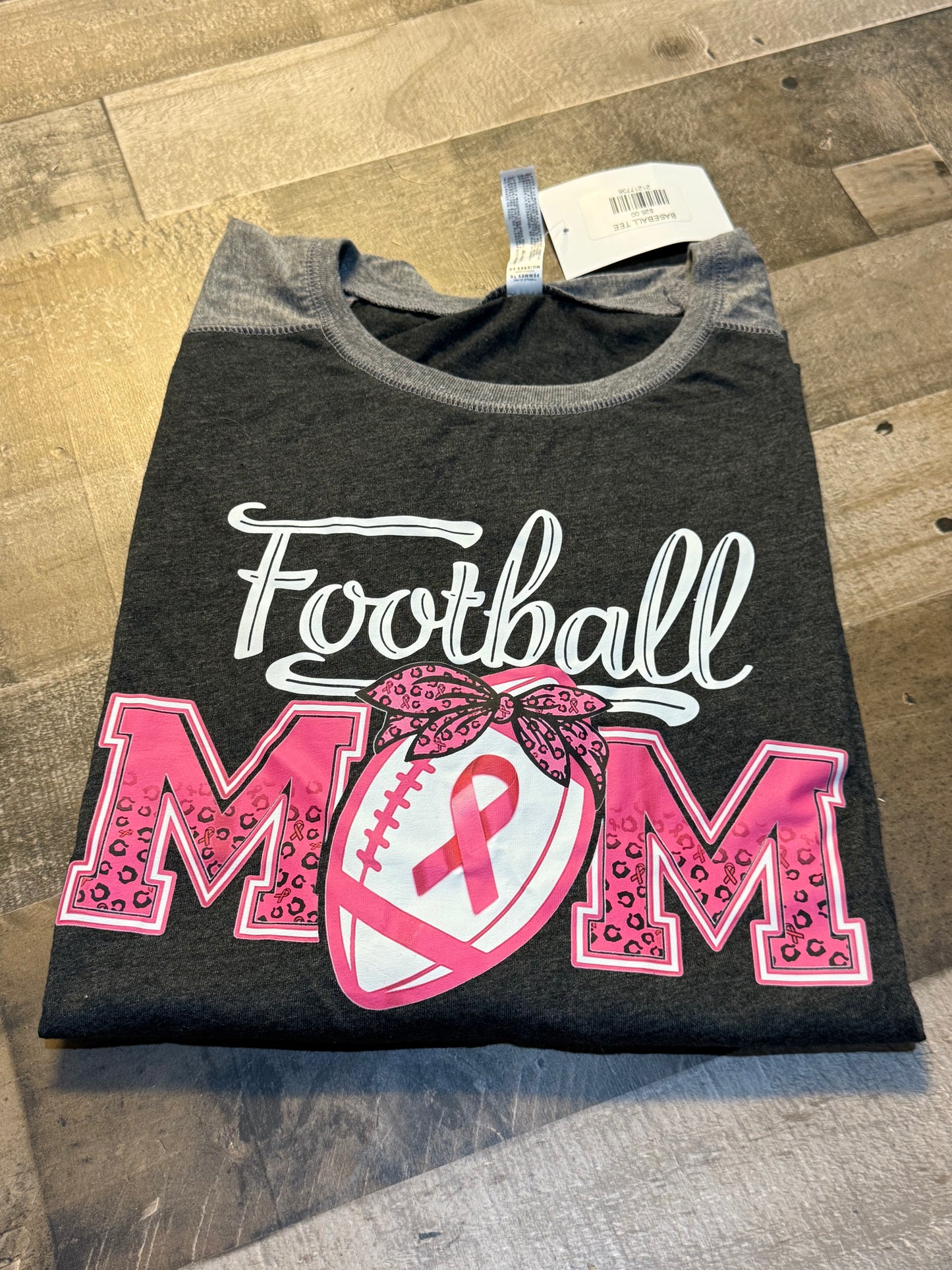L/XL - Football Mom Breast Cancer Raglan