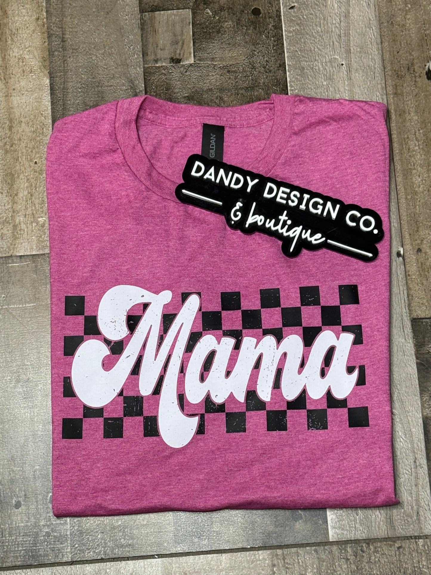 L Retro Checkered Mama Short Sleeve