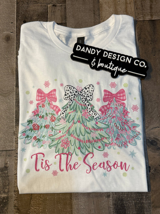 XL Pink Bow Tis the Season Short Sleeve Tee