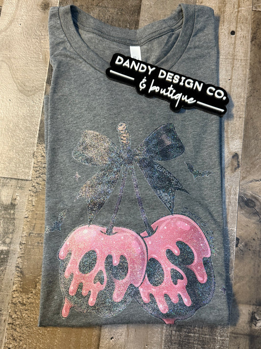 3X Skeleton Cherry Glitter Short Sleeve