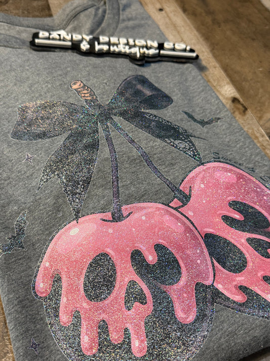 3X Skeleton Cherry Glitter Short Sleeve