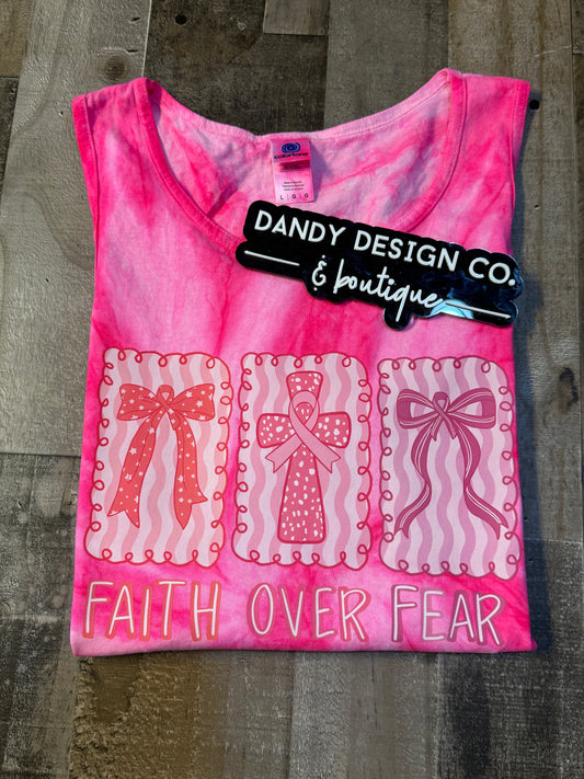 L Faith Over Fear Pink Tie Dye Tank