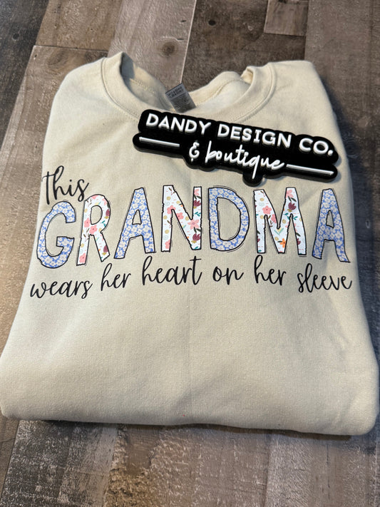 XL Grandma Heart On Sleeve Sweatshirt *ADD NAMES*