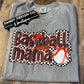 2XL Baseball Mama Pink Bow Gray Baseball Short Sleeve Tee