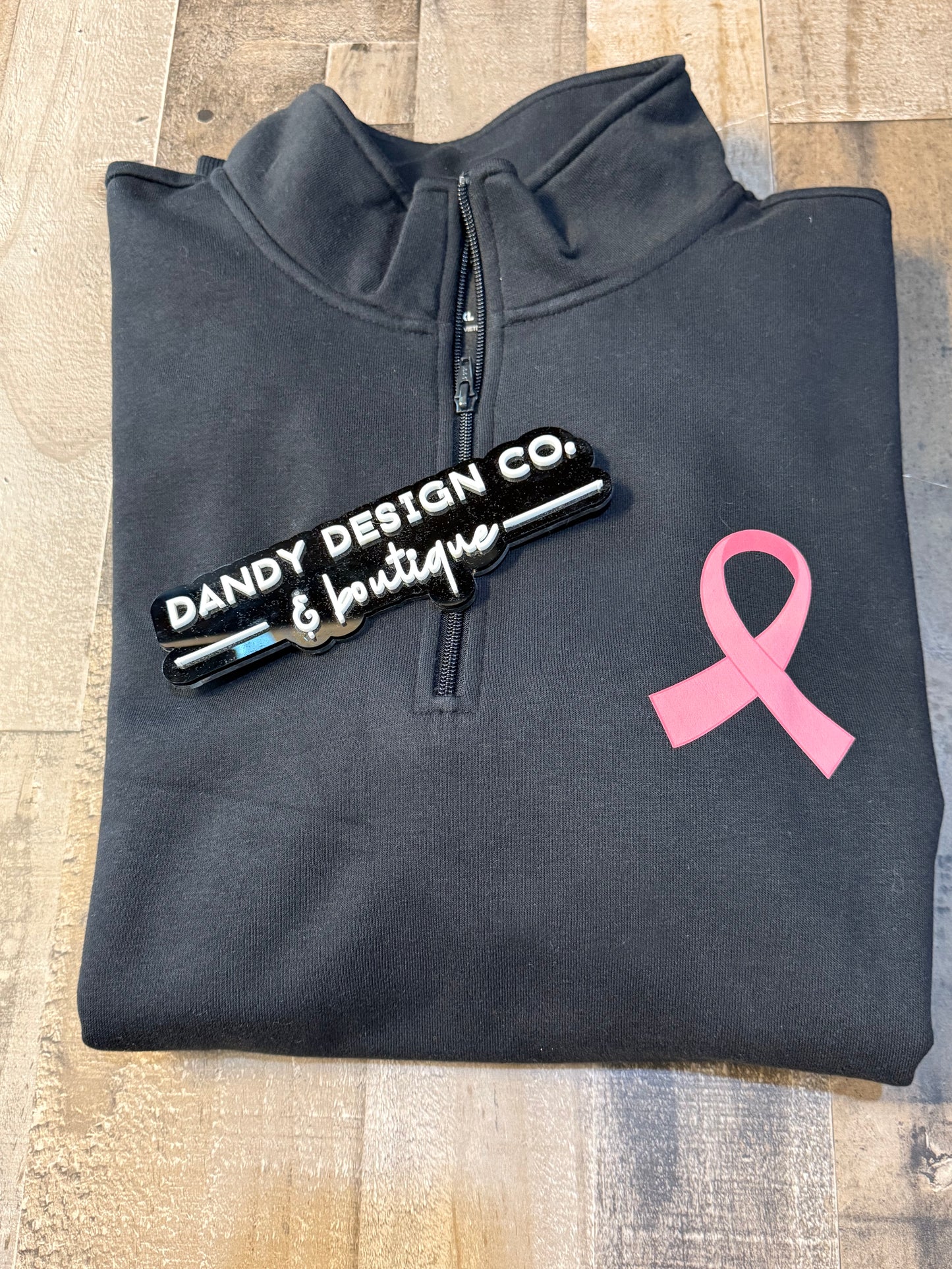 4X Breast Cancer Ribbon 1/4 Zip Jacket