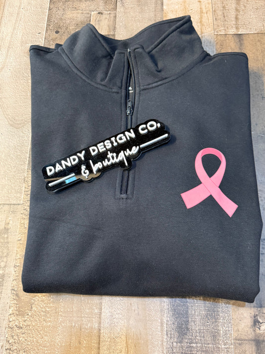 4X Breast Cancer Ribbon 1/4 Zip Jacket