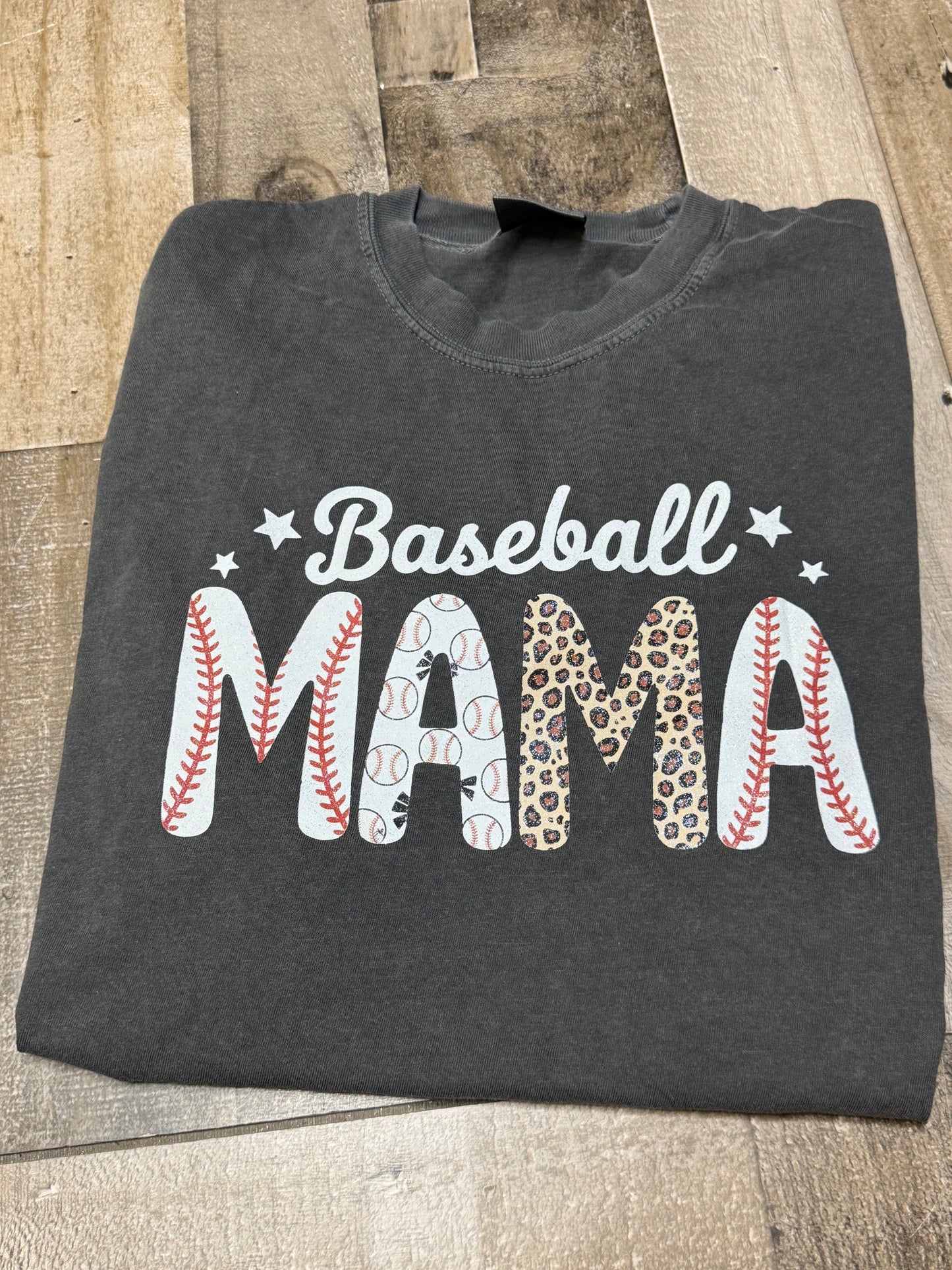 M Baseball Mama Glitter Short Sleeve