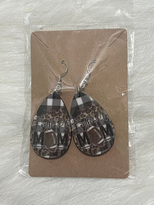 CHECKERED FOOTBALL MOM EARRINGS