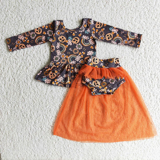 *PRE-ORDER* Pumpkin Rainbow Tutu Set