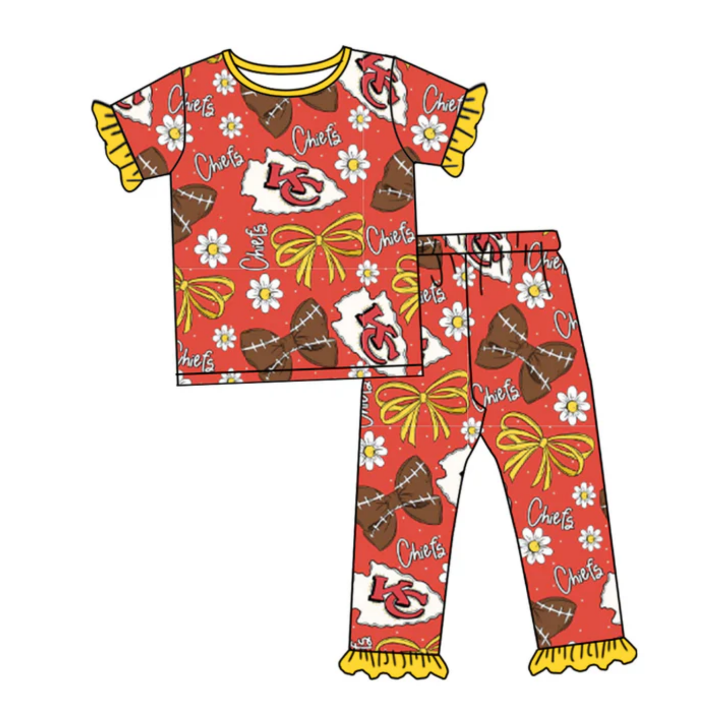 *PRE-ORDER* KC Flower Bow Short Sleeve Pants Set
