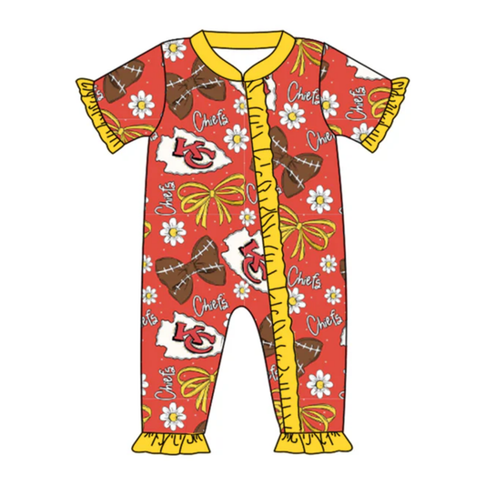 *PRE-ORDER* KC Flower Bow Short Sleeve Romper