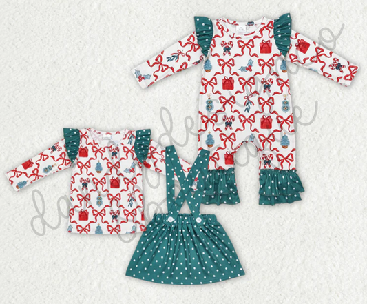 *PRE-ORDER* Christmas Bow Skirt Set/Romper