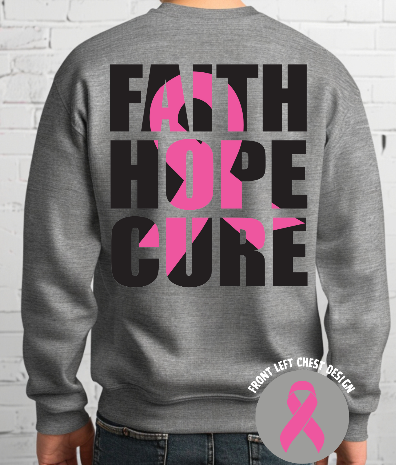 Breast Cancer Faith Hope Cure - Grey