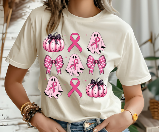 Breast Cancer Ribbon Ghost Coquette - Ivory/Sand