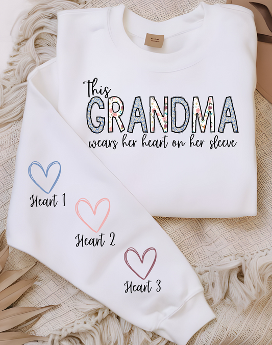 This Grandma/Nana/Mama Floral Heart On Sleeve Sweatshirt