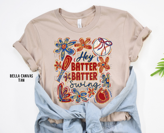 Hey Batter Batter Swing Boho Floral Short Sleeve T-Shirt