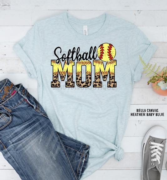 Softball Mom Animal Print Short Sleeve Shirt