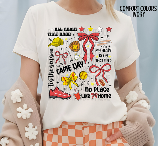 My Heart Is On That Field Game Day Softball Mom Short Sleeve Shirt