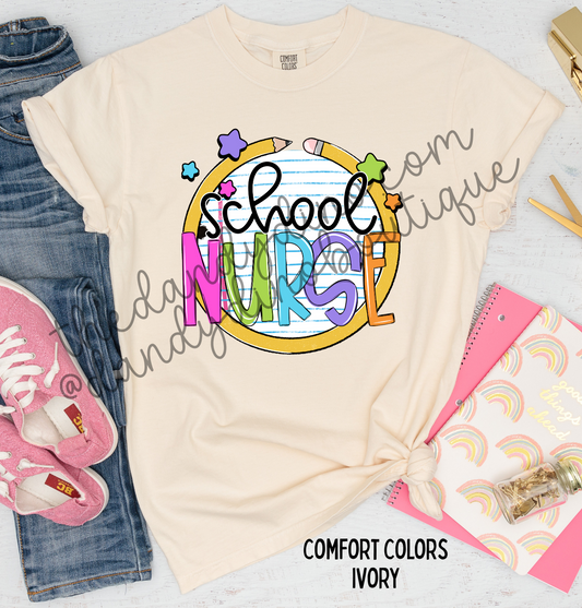 School Nurse Composition Pencil Short Sleeve