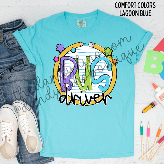 Bus Driver Composition Pencil Short Sleeve
