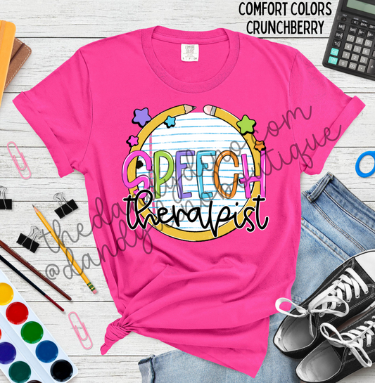 Speech Therapist Composition Pencil Short Sleeve