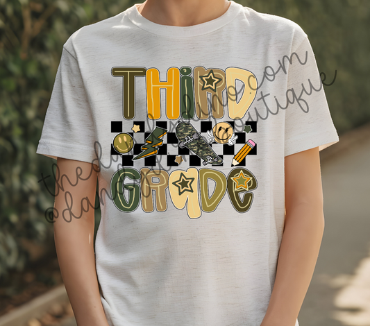 Green Skate Checkered Doodle Short Sleeve