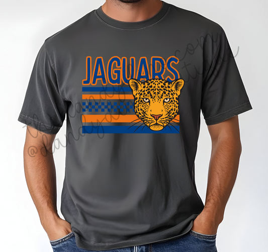 Jaguars Checkered Stripe Mascot - Short Sleeve