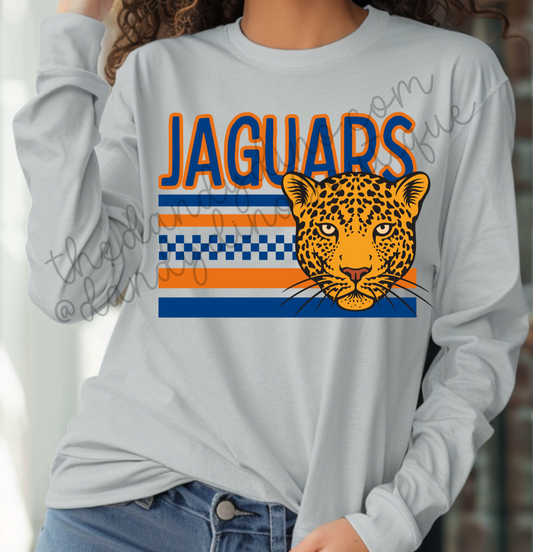 Jaguars Checkered Stripe Mascot - Long Sleeve