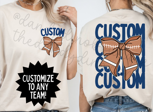 Custom Team Football Bow - Short Sleeve