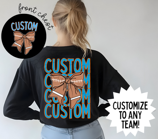Custom Team Football Bow - Long Sleeve