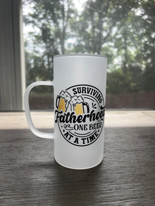 Surviving Fatherhood Frosted Beer Glass