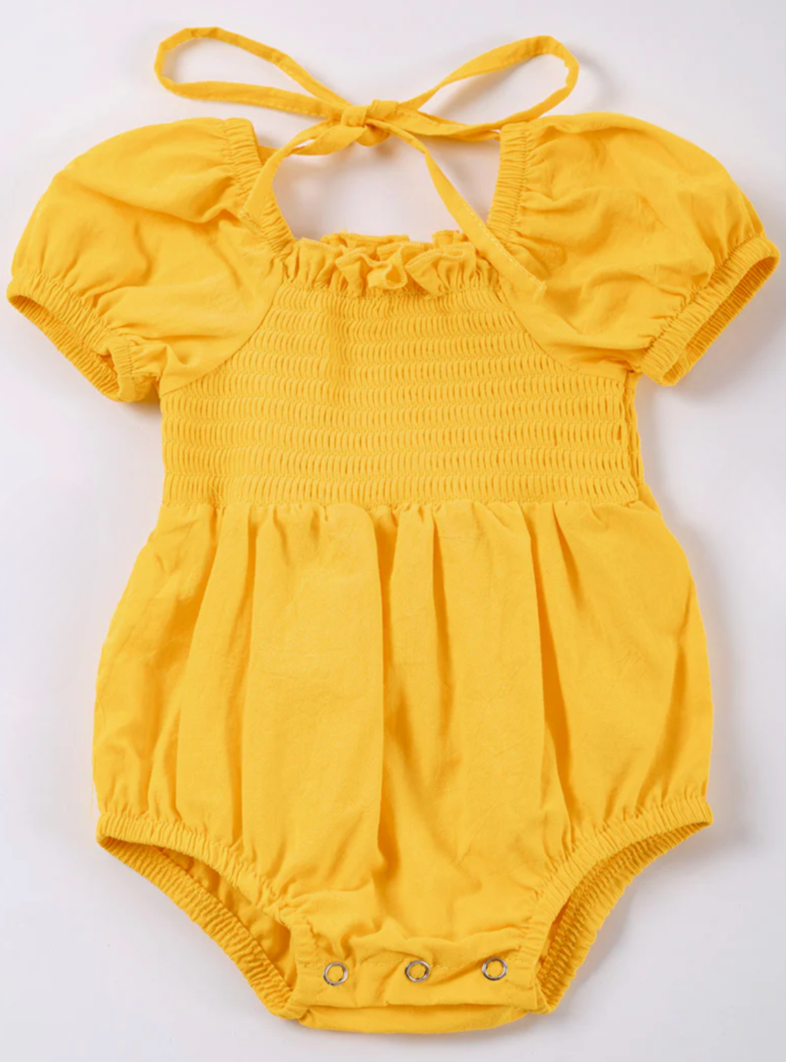 Yellow Smocked Romper+Dress
